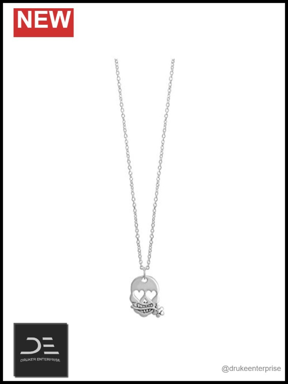 Sterling Silver Sugar Skull Pendant Necklace 18 Inches